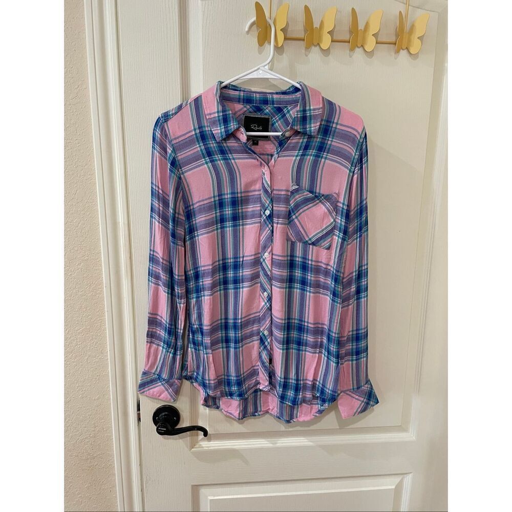 Rails Hunter button-down shirt in a pink and blue plaid size XS